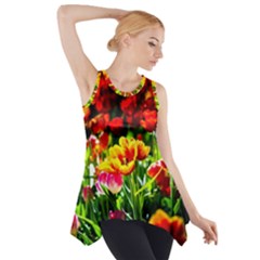 Colorful Tulips On A Sunny Day Side Drop Tank Tunic by FunnyCow