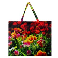 Colorful Tulips On A Sunny Day Zipper Large Tote Bag by FunnyCow