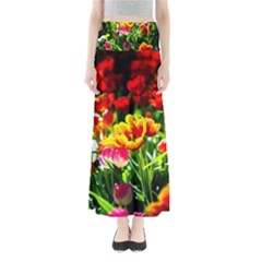 Colorful Tulips On A Sunny Day Full Length Maxi Skirt by FunnyCow