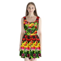 Colorful Tulips On A Sunny Day Split Back Mini Dress  by FunnyCow