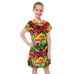 Colorful Tulips On A Sunny Day Kids  Drop Waist Dress by FunnyCow