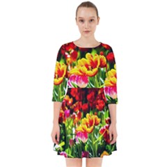 Colorful Tulips On A Sunny Day Smock Dress by FunnyCow