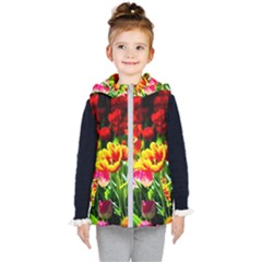 Colorful Tulips On A Sunny Day Kid s Hooded Puffer Vest by FunnyCow