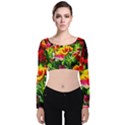 Colorful Tulips On A Sunny Day Velvet Crop Top View1