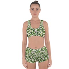 Green Field Of White Daisy Flowers Racerback Boyleg Bikini Set by FunnyCow