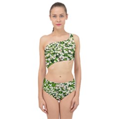 Green Field Of White Daisy Flowers Spliced Up Two Piece Swimsuit by FunnyCow