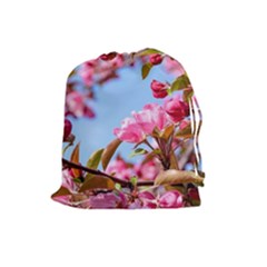 Crab Apple Blossoms Drawstring Pouches (large)  by FunnyCow