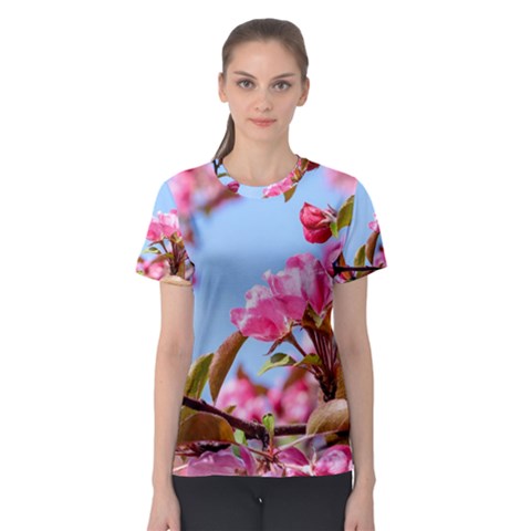 Crab Apple Blossoms Women s Sport Mesh Tee by FunnyCow