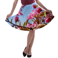 Crab Apple Blossoms A-line Skater Skirt by FunnyCow