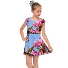 Crab Apple Blossoms Kids Cap Sleeve Dress by FunnyCow