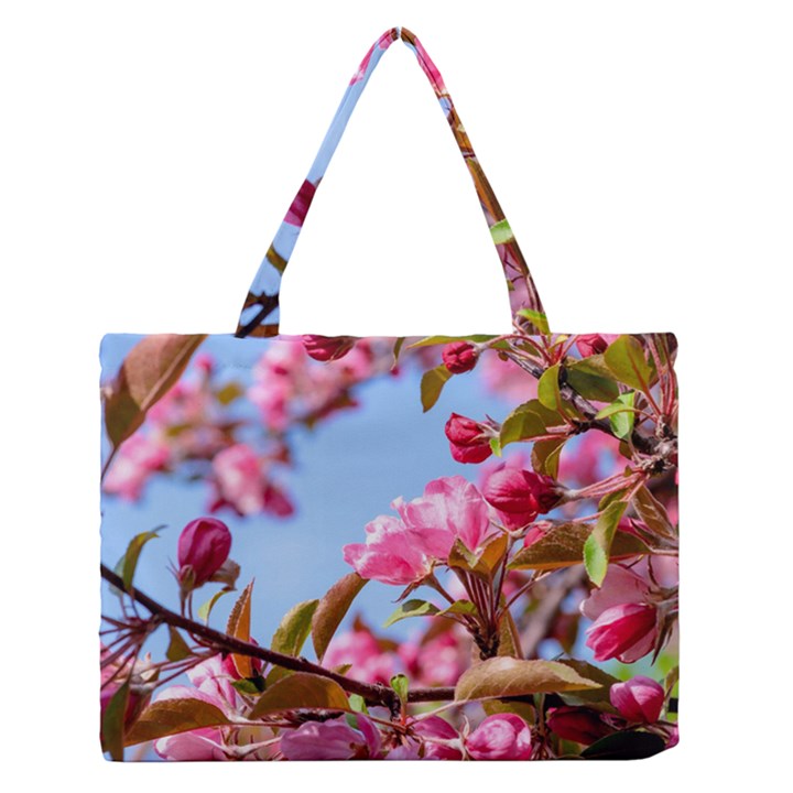 Crab Apple Blossoms Zipper Medium Tote Bag