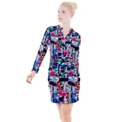 Time To Choose A Scooter Button Long Sleeve Dress by FunnyCow