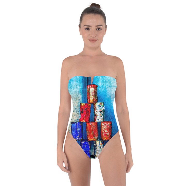 Soup Cans   After The Lunch Tie Back One Piece Swimsuit