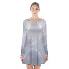 White Toy Balloons Long Sleeve Velvet V-neck Dress by FunnyCow