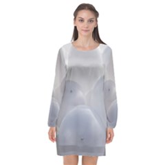 White Toy Balloons Long Sleeve Chiffon Shift Dress  by FunnyCow