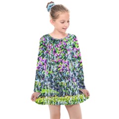 Lilacs Of The First Water Kids  Long Sleeve Dress by FunnyCow