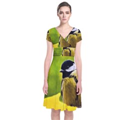 Tomtit Bird Dressed To The Season Short Sleeve Front Wrap Dress by FunnyCow