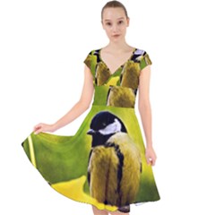 Tomtit Bird Dressed To The Season Cap Sleeve Front Wrap Midi Dress by FunnyCow