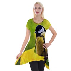 Tomtit Bird Dressed To The Season Short Sleeve Side Drop Tunic by FunnyCow