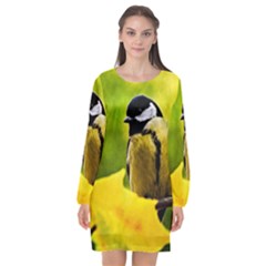 Tomtit Bird Dressed To The Season Long Sleeve Chiffon Shift Dress  by FunnyCow