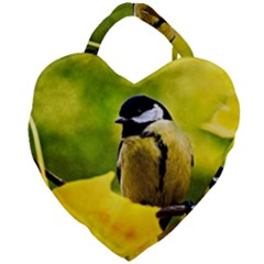 Tomtit Bird Dressed To The Season Giant Heart Shaped Tote by FunnyCow