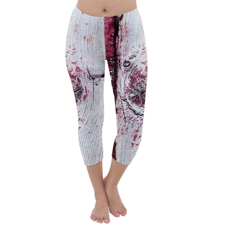 Abstract Art Of Grunge Wood Capri Winter Leggings 