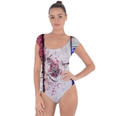 Abstract Art Of Grunge Wood Short Sleeve Leotard  by FunnyCow