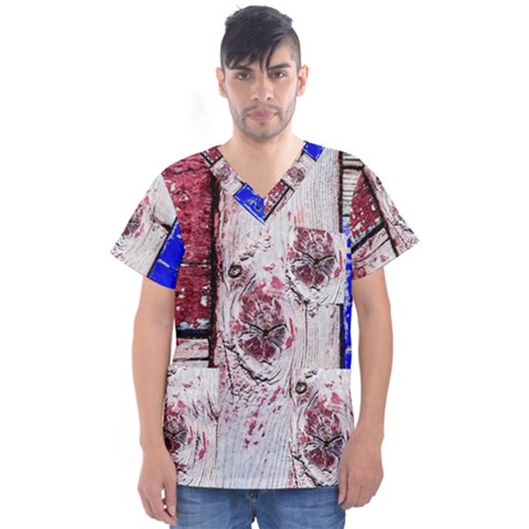 Abstract Art Of Grunge Wood Men s V-neck Scrub Top by FunnyCow