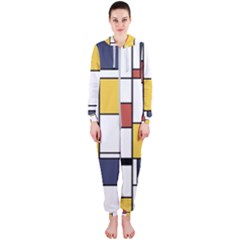 De Stijl Abstract Art Hooded Jumpsuit (ladies)  by FunnyCow