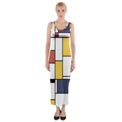 De Stijl Abstract Art Fitted Maxi Dress by FunnyCow