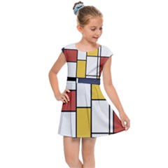 De Stijl Abstract Art Kids Cap Sleeve Dress by FunnyCow