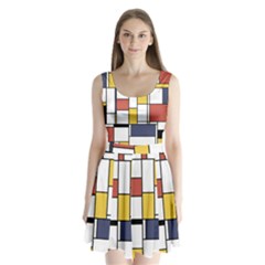 De Stijl Abstract Art Split Back Mini Dress  by FunnyCow