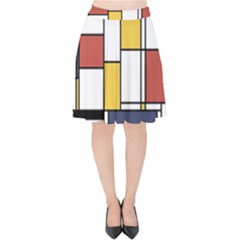 De Stijl Abstract Art Velvet High Waist Skirt by FunnyCow