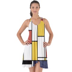 De Stijl Abstract Art Show Some Back Chiffon Dress by FunnyCow