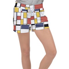 De Stijl Abstract Art Women s Velour Lounge Shorts by FunnyCow