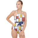 De Stijl Abstract Art High Neck One Piece Swimsuit View1