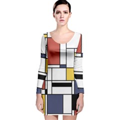 Abstract Art Of Avant Garde Long Sleeve Velvet Bodycon Dress by FunnyCow