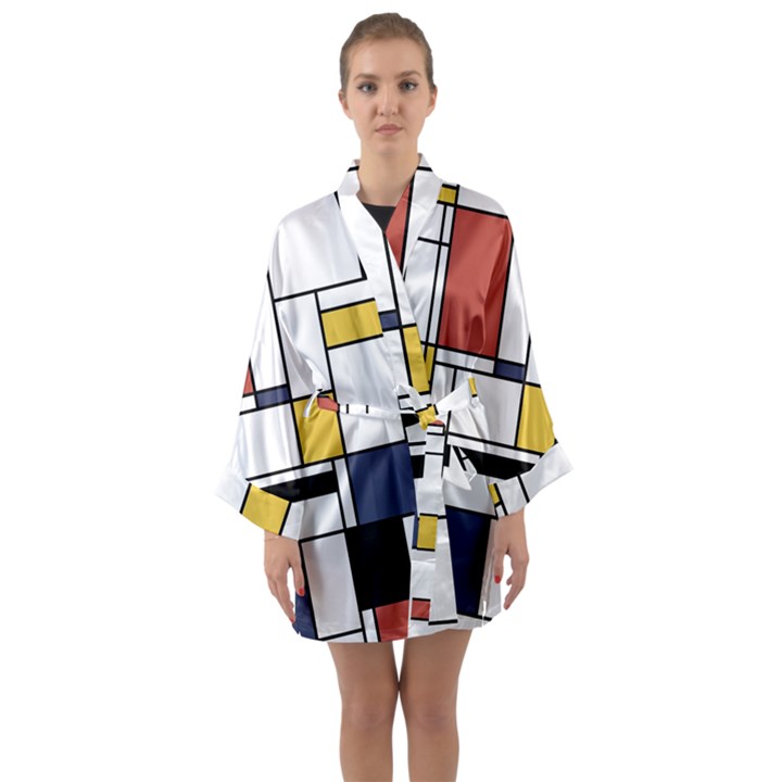 Abstract Art Of Avant Garde Long Sleeve Kimono Robe