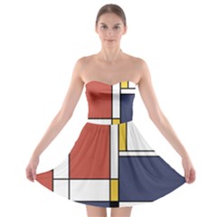 Abstract Art Of De Stijl Strapless Bra Top Dress by FunnyCow