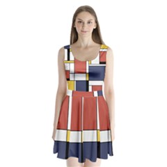 Abstract Art Of De Stijl Split Back Mini Dress  by FunnyCow