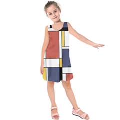 Abstract Art Of De Stijl Kids  Sleeveless Dress by FunnyCow