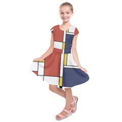 Abstract Art Of De Stijl Kids  Short Sleeve Dress by FunnyCow