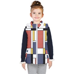 Abstract Art Of De Stijl Kid s Hooded Puffer Vest by FunnyCow