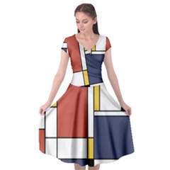 Abstract Art Of De Stijl Cap Sleeve Wrap Front Dress by FunnyCow