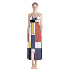 Abstract Art Of De Stijl Button Up Chiffon Maxi Dress by FunnyCow