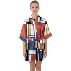 Abstract Art Of De Stijl Quarter Sleeve Kimono Robe by FunnyCow