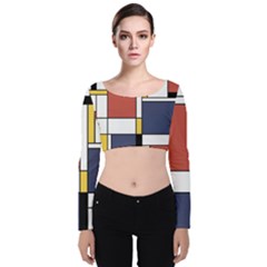 Abstract Art Of De Stijl Velvet Crop Top by FunnyCow