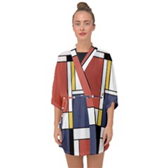 Abstract Art Of De Stijl Half Sleeve Chiffon Kimono by FunnyCow