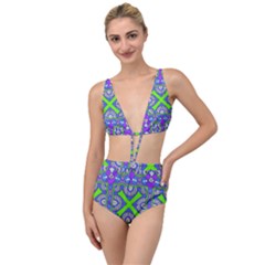 Purple Green Shapes                                       Tied Up Two Piece Swimsuit