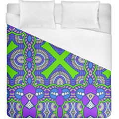 Purple Green Shapes                                         Duvet Cover (king Size) by LalyLauraFLM